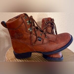 Justin Women’s Leather Brown Lace Up Ropers Boots L0608 Size 6.5 B